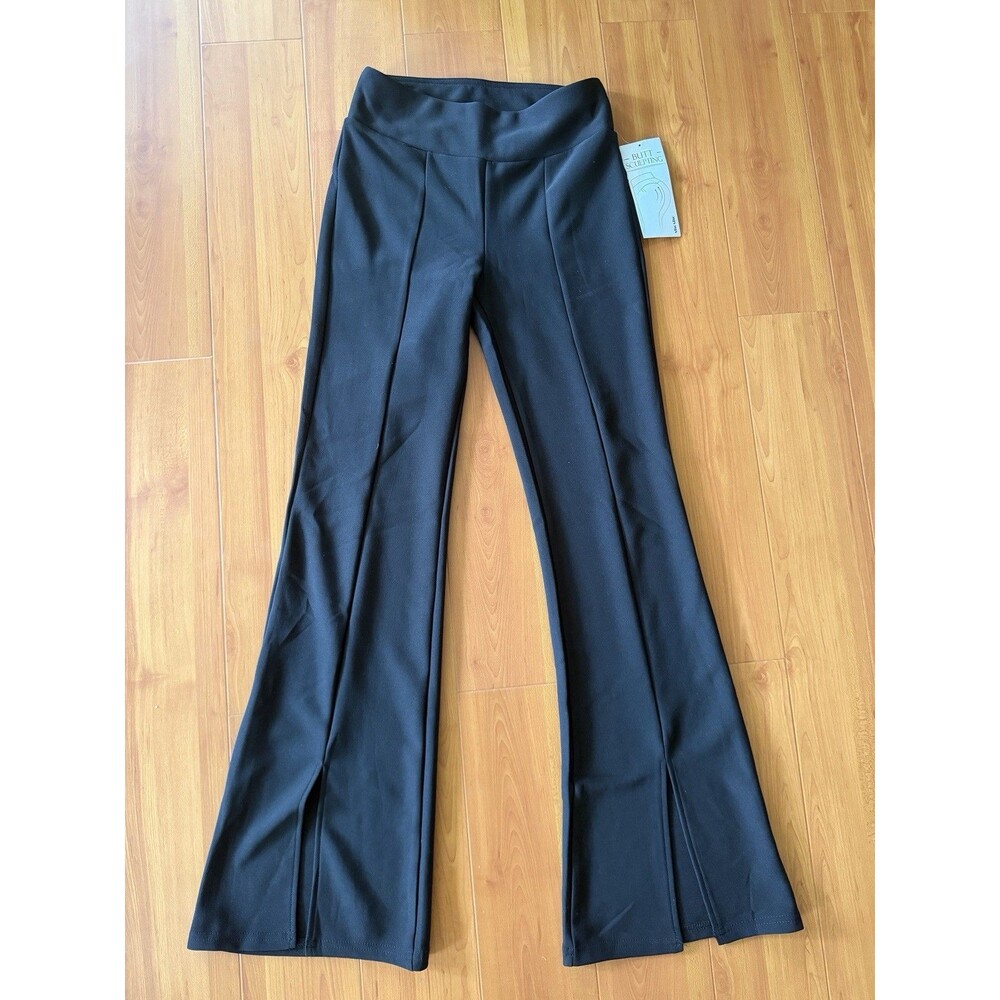 Shosho NWT Black fit and flare Leg Pants Long fit and flare style open front